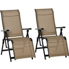 Garden & Outdoor Furniture OutSunny Set of 2 Outdoor Adjustable Folding Steel Chairs