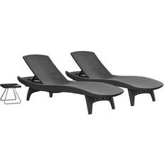 Keter Graphite Grey Rattan Effect Sun Lounger Of 2 Outdoor Lounge Set