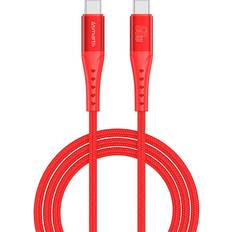 PrimeCord USB-C to USB-C Kabel 60W 1.5 m Rød