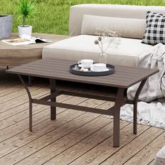 Aluminium/Metal/Plastic Outdoor Coffee Tables OutSunny Brown Garden Coffee Table 45 x 55 x 91.5 cm