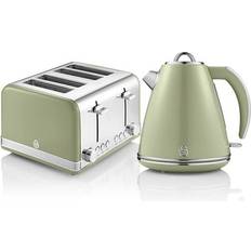 Swan Retro Green Kettle And 4 Slice Toaster Set