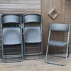 Garden Gear of 4 Black Rattan Folding Chair 84 x 46 x 53 cm Patio Dining Set