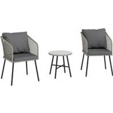 OutSunny Bistro Sets OutSunny 3 Piece Rattan with 2 Chairs Bistro Set