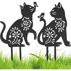 Metal Garden Statue Black Cat Silhouette
