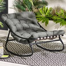 Metal Outdoor Rocking Chairs Furniturebox Piasa Black Grey Outdoor Rocking Chair 74 x 78 x 105 cm
