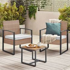 Lounge Bistro Sets Furniturebox Seville 2 Seater Light Brown Rattan Outdoor 80 x 60 x 62 cm Bistro Set