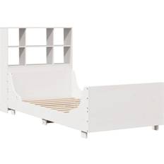 90cm - Vita Ramsängar vidaXL Säng Med Bokhylla Utan Madrass Vit 90x200 cm Ramsäng