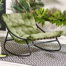 Aluminium/Metal/Plastic Outdoor Rocking Chairs Furniturebox Piasa Black Green Outdoor Rocking Chair 74 x 78 x 105 cm