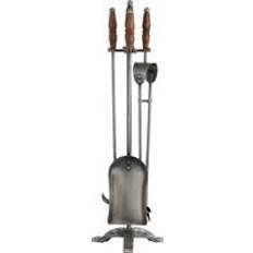 Fire Companion Sets Hill Interiors Hand Turned Fire Companion Set Antique Pewter