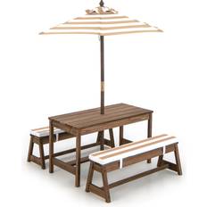 Costway Kids Picnic Table with Umbrella, Brown 41345721196 Banc, Groupe de Meubles