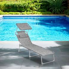 Sun Lounger Folding Deck Chair Greige
