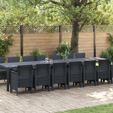 Synthetic Rattan Patio Dining Sets vidaXL 15 Delers Have Spisebord Sæt Med Puder Antracit Havemøbelsæt