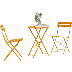 Orange Bistro Sets vidaXL 3-Piece Folding Mustard Yellow Bistro Set