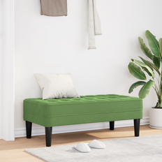 Grøn - Træ Bænke vidaXL Bænk Lys Grøn 113x57x39 cm Velour Opbevaringsbænk