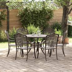 Aluminium Patio Dining Sets vidaXL 7-Piece Garden Bronze Cast Aluminum Green Patio Dining Set