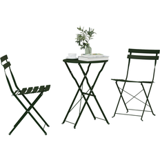 Metall Caféset Utemöbler vidaXL 3-Delars Hopfällbart Bistroset Mörkgrön Stål Caféset, 1 Bord inkl. 2 Stolar