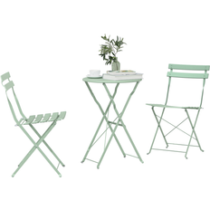 Metall Caféset Utemöbler vidaXL 3-Delars Fällbart Bistroset Ljus Mint Stål Caféset