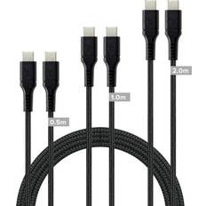 USB-C To USB-C Cable Set Black 3 pcs
