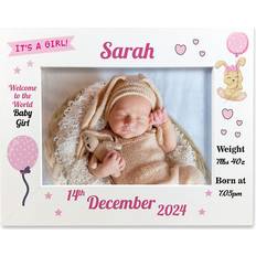 Red Ocean Personalised Birth Details 7x5 White Frame