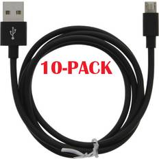 10-Pack USB-A MicroUSB 2.4A Cable 1m Black