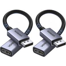 Kablar UGREEN DisplayPort Hane Till HDMI 4K Adapterkabel 20cm 2 St