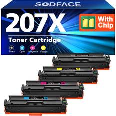 SODFACE 207X 207A Toner Cartridge Multipack for HP 207X 207A 207 Toner for HP Color Laserjet Pro MFP M283fdw M282nw M283fdn M255dw M255nw (Black Cyan