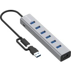 Prokord 7-Port USB 3.0 Hub Med USB-C Strömförsörjning