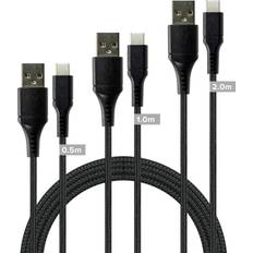USB-A to USB-C Cable Set Black