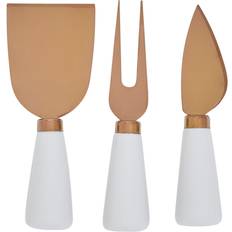 Cheese Knives 3pc White And Rose Gold Set Cheese Knife