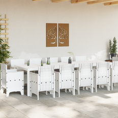 Synthetic Rattan - White Patio Dining Sets vidaXL 13 Piece Garden White Poly Rattan Patio Dining Set