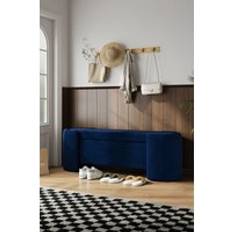 Blue Storage Benches H&O Direct Blue Velvet Dark Blue Storage Bench