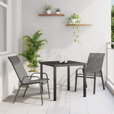 Gråa - Metall Matgrupper vidaXL 3-delars Trädgårdsdining Set Grå Textilene och Stål Matgrupp, 1 Bord inkl. 2 Stolar