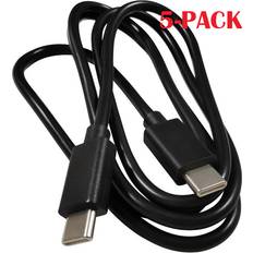 5-Pack USB-C Kabel 3A 1m Svart