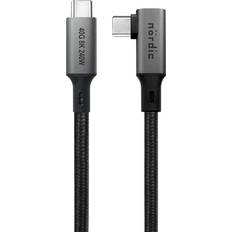 Nordic Vinklad 2m USB4 USB-C Nylonflätad Kabel