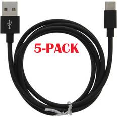 Kabler Moba 5-Pack USB-A USB-C 2.4A Cable 1m Black
