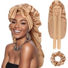 Dreshow Long Satin Braid Silk Bonnet for Women