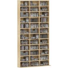 CD & Vinyl Storage Homcom DVD CD Media Storage Rack Oak Tone