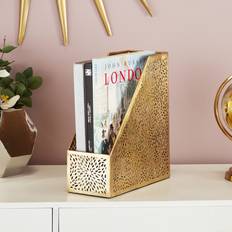 Deco 79 Magazine Holder Metal Gold Newspaper Rack