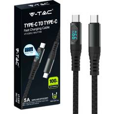 V-TAC Kabler V-TAC 1 Meter USB-C Kabel Type C Sort 1m