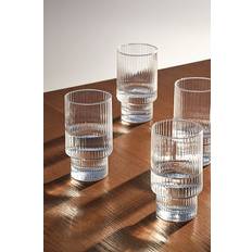 Glas Jotex Stripe Højt Glas 4-Pak Transparent Drikkeglas