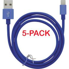 5-Pack USB-A Lightning Cable 1m Blue