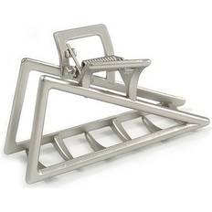 Avalaya Matte Silver Tone Geometric Triangular Hair Claw 75mm