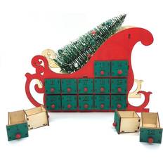 Advent Calendars Cosy@home Christmas Sleigh Tree Wooden Advent Calendar 24 Drawers