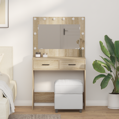 Beige Toiletborde vidaXL Makeupbord Med LED Lys Sonoma Egetræ 78.5x41x135 cm Toiletbord