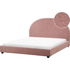 Pink Frame Beds Beliani Minimalist Upholstered 5ft3 Boucle Pastel Pink Frame Bed