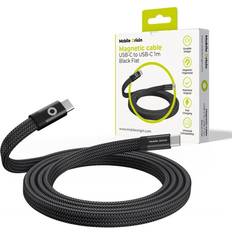 Magnetisk usb kabel Mobile Origin Fladt Magnetisk USB-C til USB-C Kabel Sort 1m