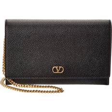 Vlogo Signature Leather Wallet On Chain - Black
