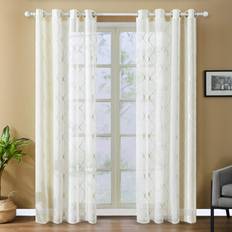 Curtains & Accessories Topfinel Yellowish Cream Sheer Curtains 84 Inches 2 Panels