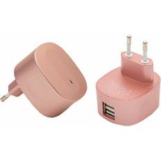 Fx Dual USB Mains Charger 2.4 Amp Plug Rose Gold