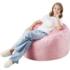 VEVOR 3 Feet Round Chair Velvet Pink Bean Bag
